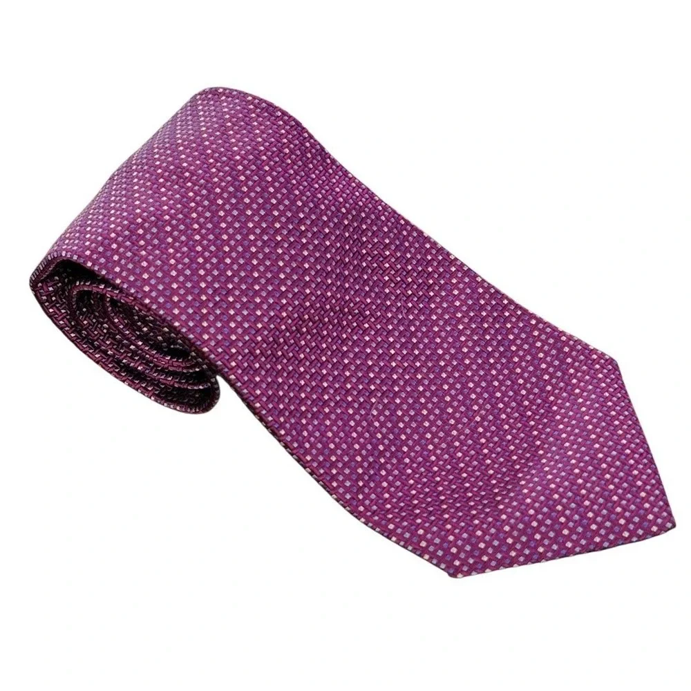 Charles Tyrwhitt Mens Purple Geometric Silk Necktie‎ Jermyn Street London